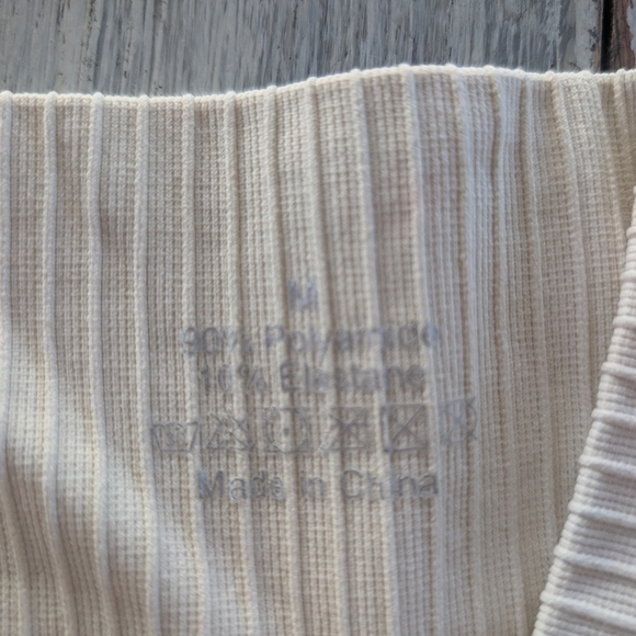 Bo + Tee Sculpt Seamless Ribbed Leggings Cream Women's Medium - Picture 5 of 7